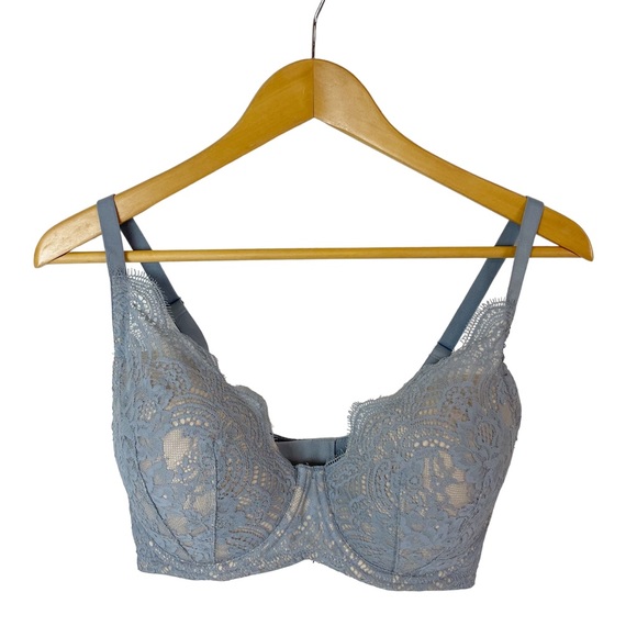Victoria's Secret Other - Victorias Secret Dream Angels lace lined Demi bra size 34DDD 34F blue
